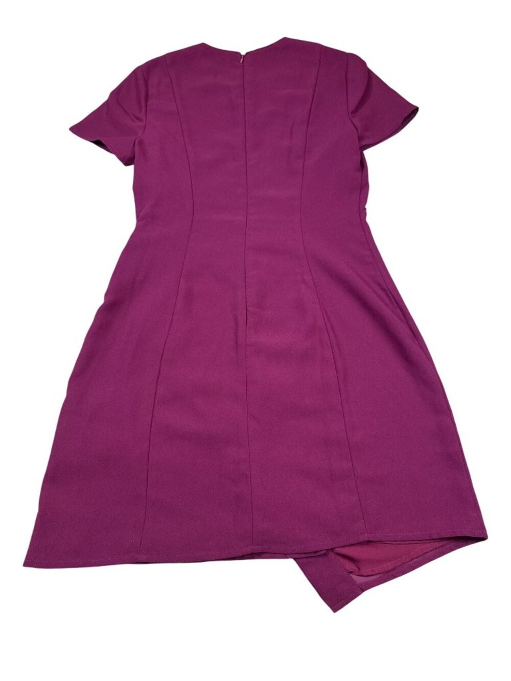 Rebecca Minkoff Magenta Wrap Dress Size 4 Short Sleeve Back Zip FLAW (MM670) - Picture 9 of 11
